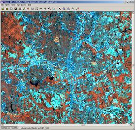 False color composite Landsat ETM+ imagery for Raleigh, NC