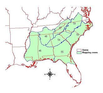 Mapping zones for which impervious surfaces will be mapped